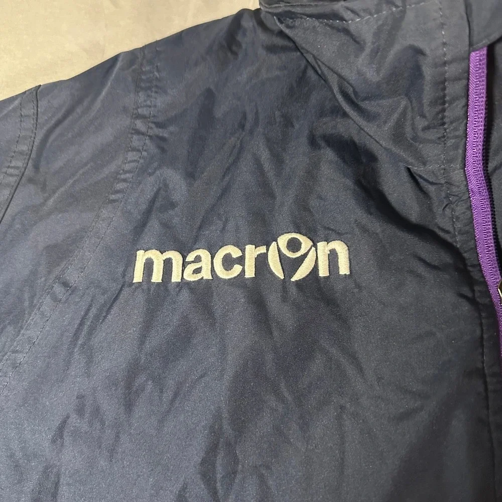 Macron Scotland Rugby Jacket Mens XL Navy Blue Fleece Lined Windbreaker